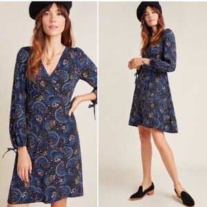 Anthropologie Maeve Paisley Print‎ Long Sleeve Mini Dress, Size 4